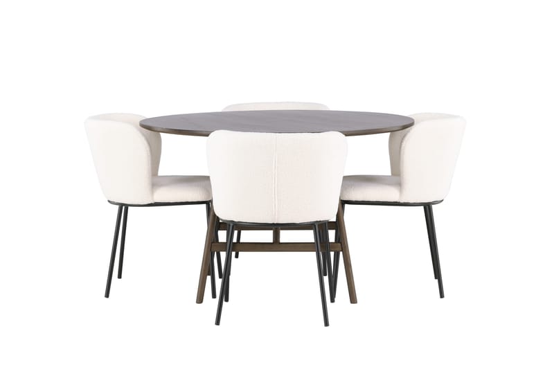 Kaseidon Spisegruppe 100 cm Rund med 4 Edina Stoler - Mørk brun - Møbler - Bord - Spisegrupper