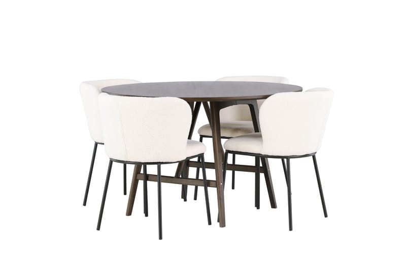 Kaseidon Spisegruppe 100 cm Rund med 4 Edina Stoler - Mørk brun - Møbler - Bord - Spisegrupper