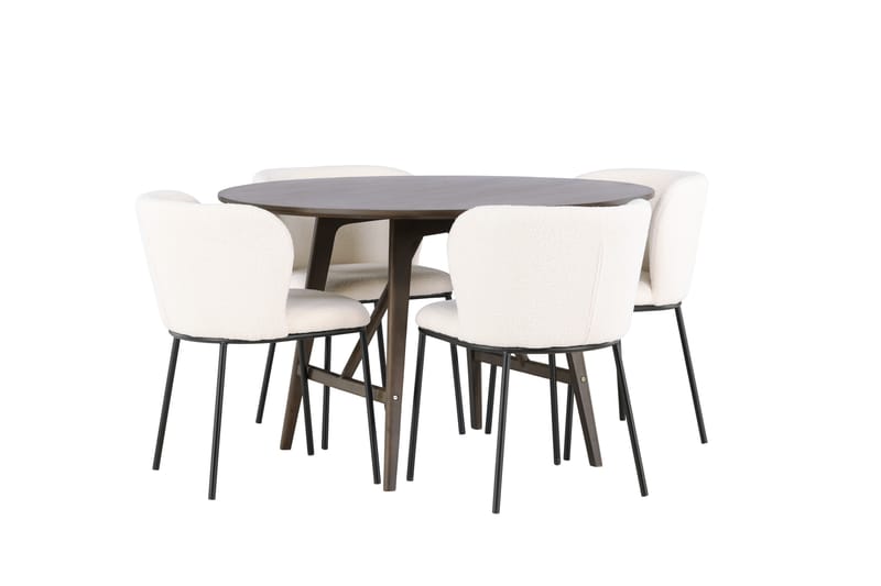 Kaseidon Spisegruppe 100 cm Rund med 4 Edina Stoler - Mørk brun - Møbler - Bord - Spisegrupper