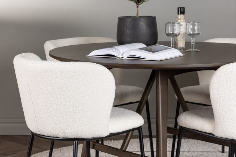 Kaseidon Spisegruppe 100 cm Rund med 4 Edina Stoler - Mørk brun - Møbler - Bord - Spisegrupper