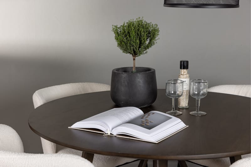 Kaseidon Spisegruppe 100 cm Rund med 4 Edina Stoler - Mørk brun - Møbler - Bord - Spisegrupper