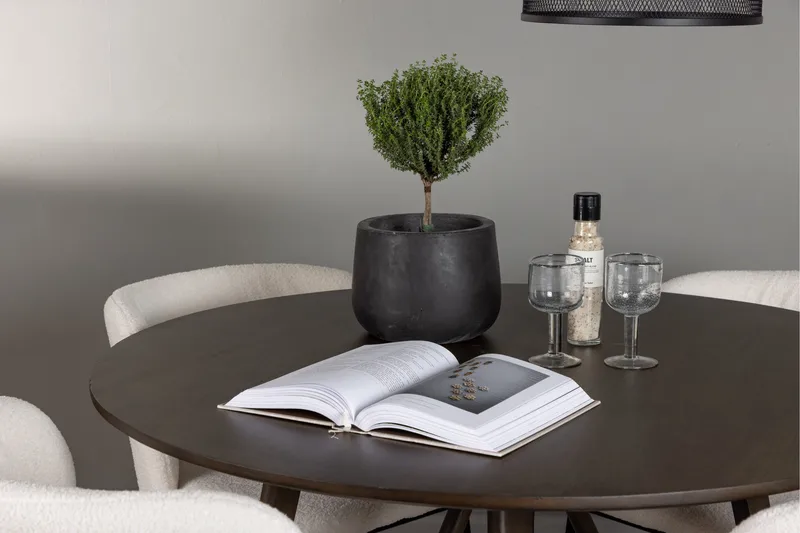 Kaseidon Spisegruppe 100 cm Rund med 4 Edina Stoler - Mørk brun - Møbler - Bord - Spisegrupper