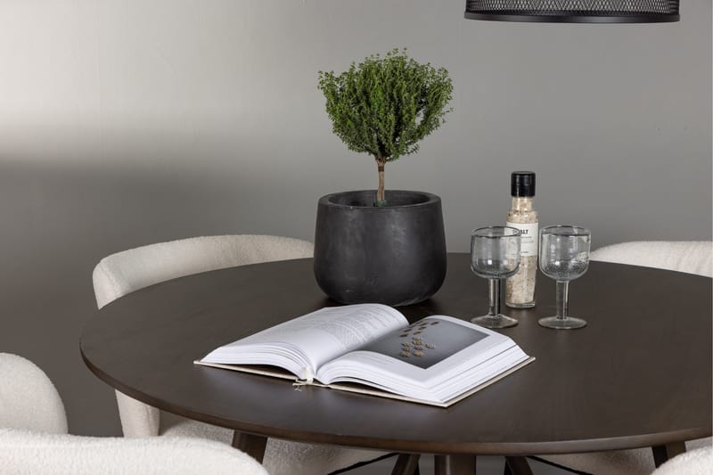 Kaseidon Spisegruppe 100 cm Rund med 4 Edina Stoler - Mørk brun - Møbler - Bord - Spisegrupper