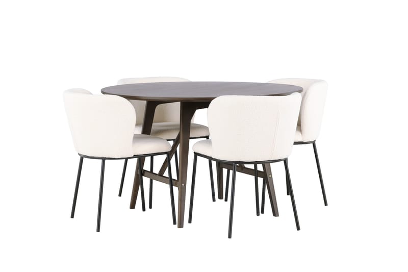 Kaseidon Spisegruppe 100 cm Rund med 4 Edina Stoler - Mørk brun - Møbler - Bord - Spisegrupper