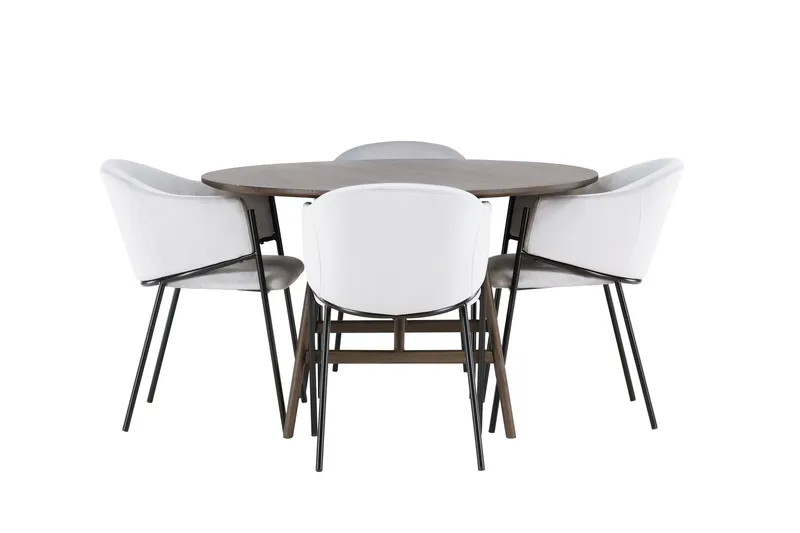 Kaseidon Spisegruppe 100 cm Rund med 4 Evelina Stoler, Sort