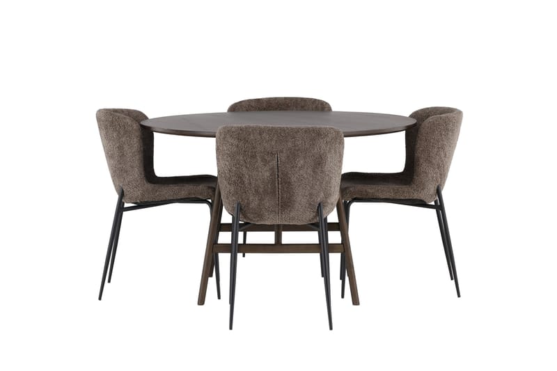 Kaseidon Spisegruppe 100 cm Rund med 4 Modesto Stoler, Sort