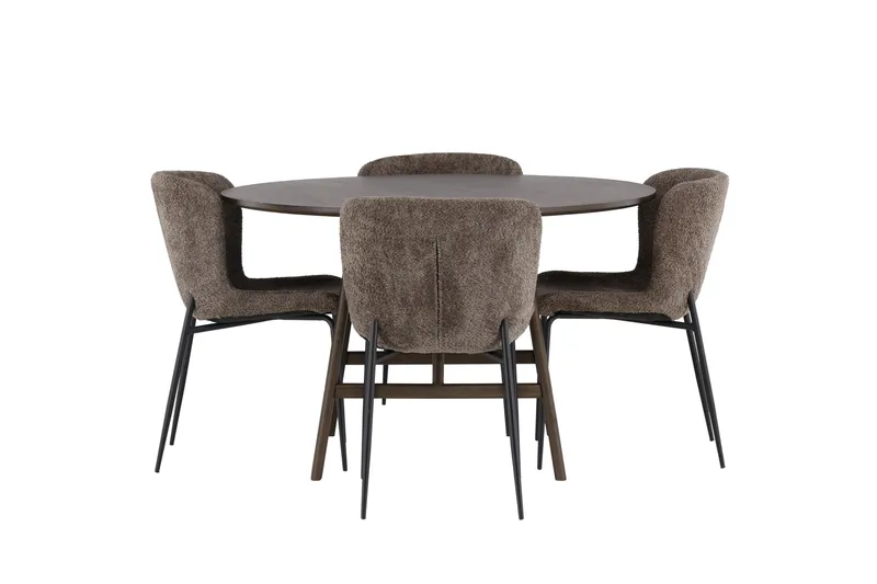 Kaseidon Spisegruppe 100 cm Rund med 4 Modesto Stoler, Sort