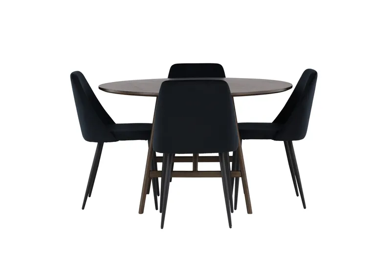 Kaseidon Spisegruppe 100 cm Rund med 4 Night Stoler, Sort