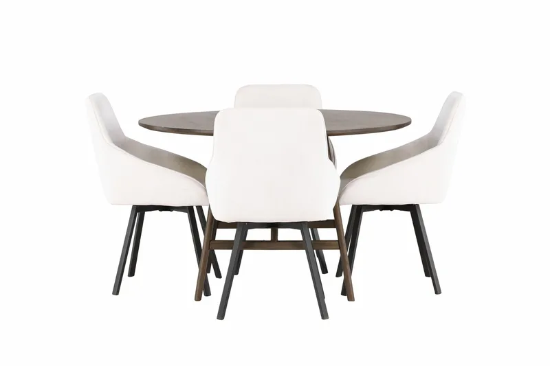 Kaseidon Spisegruppe 100 cm Rund med 4 Rosie Stoler, Beige