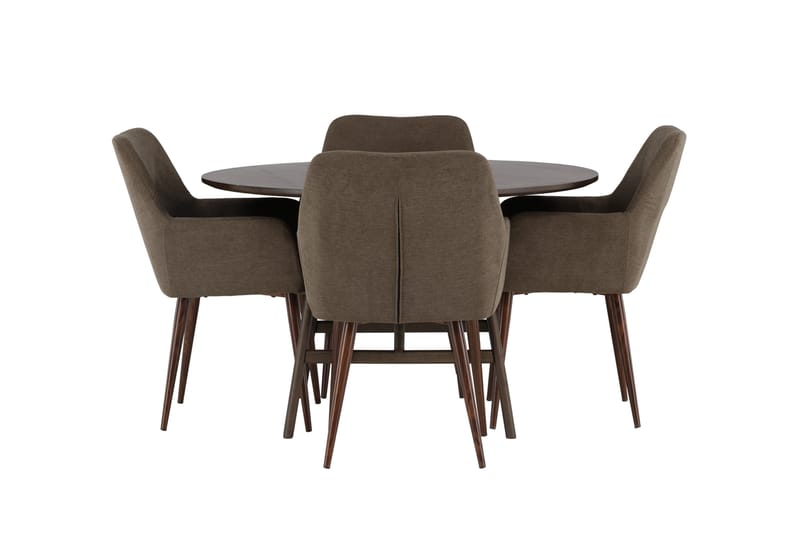Kaseidon Spisegruppe 100 cm Rund med 4 Tomorrow Stoler, Brun