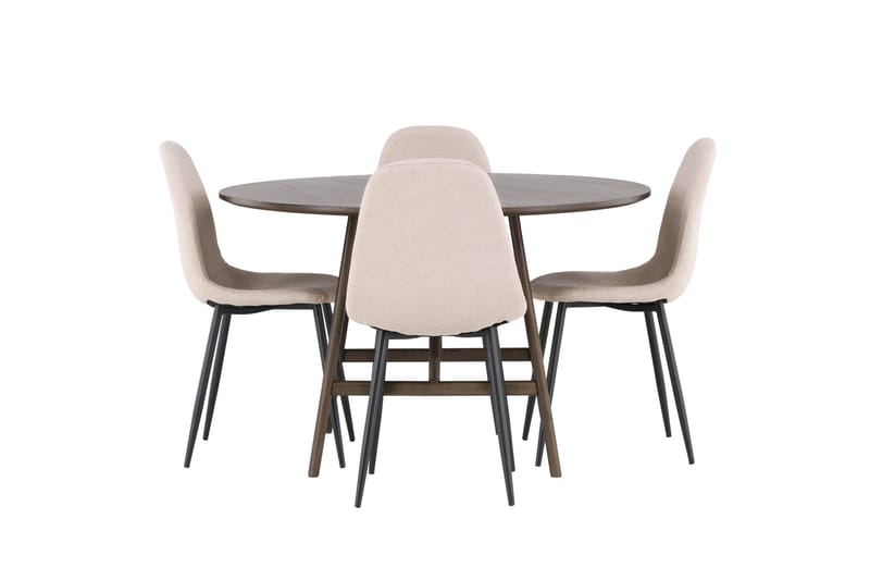 Kaseidon Spisegruppe 100 cm Rund med 4 Polar Stoler, Beige