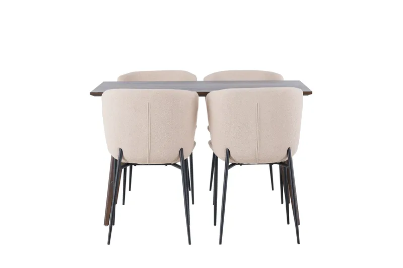 Kaseidon Spisegruppe 120 cm Rektangulær med 4 Modesto Stoler - Beige - Møbler - Bord - Spisegrupper