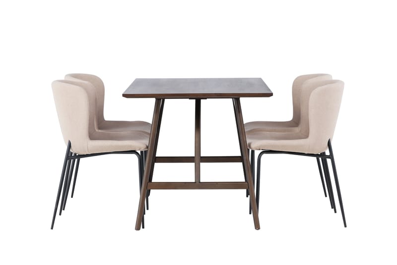 Kaseidon Spisegruppe 120 cm Rektangulær med 4 Modesto Stoler - Beige - Møbler - Bord - Spisegrupper