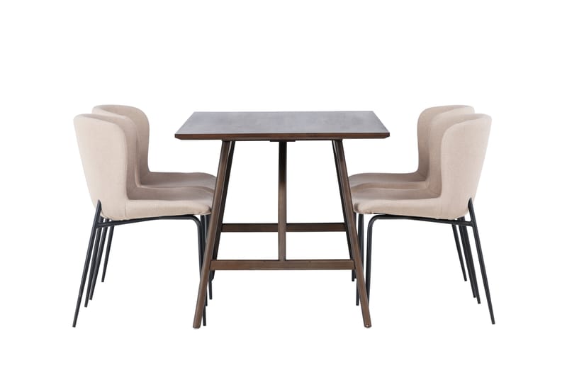 Kaseidon Spisegruppe 120 cm Rektangulær med 4 Modesto Stoler - Beige - Møbler - Bord - Spisegrupper