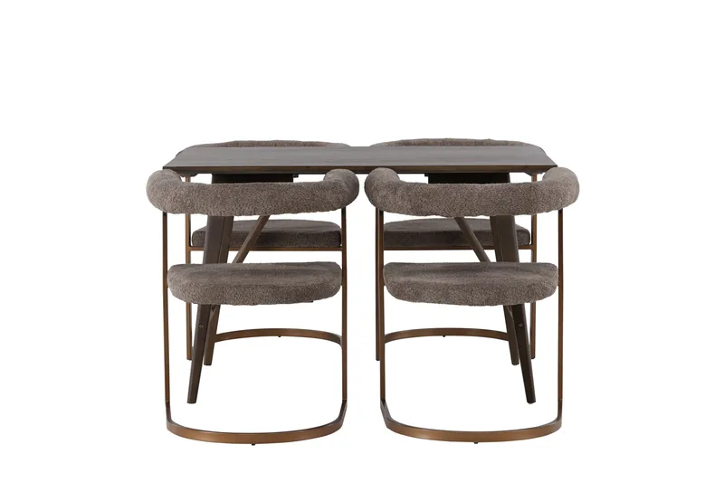 Kaseidon Spisegruppe 120 cm Rektangulær med 4 Morning Stoler, Brun