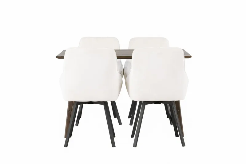 Kaseidon Spisegruppe 120 cm Rektangulær med 4 Rosie Stoler, Beige
