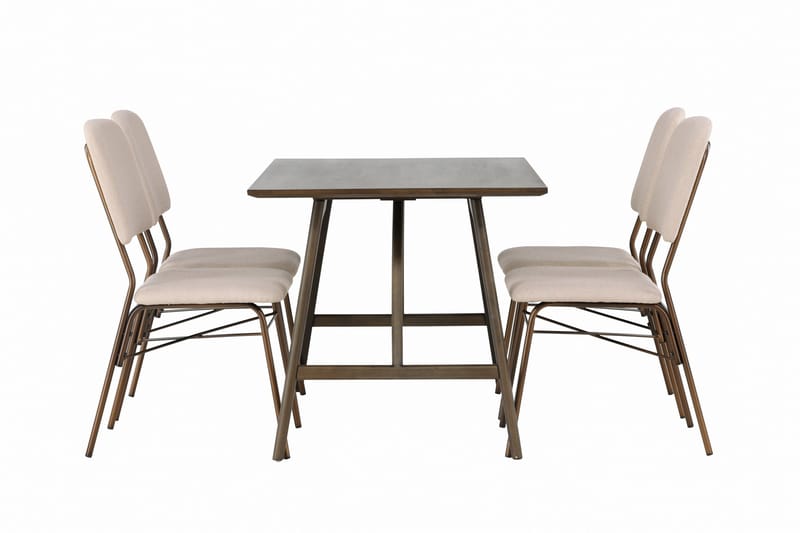 Kaseidon Spisegruppe 120 cm Rektangulær med 4 Seda Stoler - Beige - Møbler - Bord - Spisegrupper