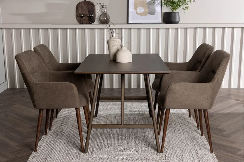 Kaseidon Spisegruppe 120 cm Rektangulær med 4 Tomorrow Stoler - Brun - Møbler - Bord - Spisegrupper