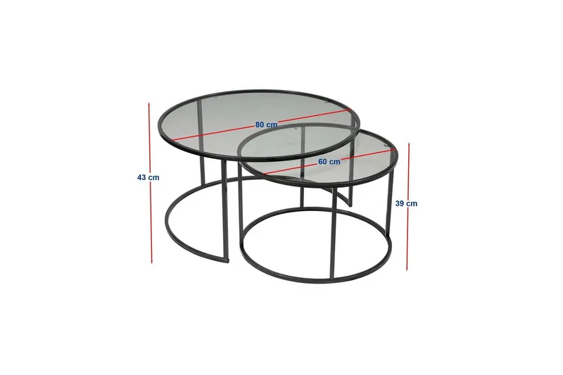 Kashiwa Stuebord 80 cm - Sort - Møbler - Bord - Sofabord