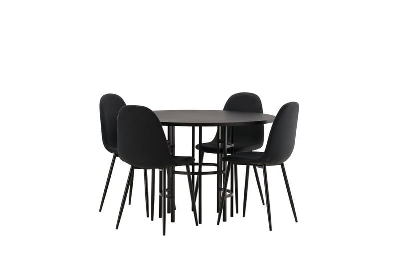 Kavenhamn Spisegruppe 115 cm Rund med 4 Bennie Stoler - Svart - Møbler - Bord - Spisegrupper