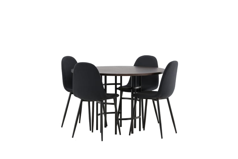 Kavenhamn Spisegruppe 115 cm Rund med 4 Bennie Stoler - Svart - Møbler - Bord - Spisegrupper