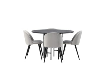 Kavenhamn Spisegruppe 115 cm Rund med 4 Sedavi Stoler - Svart - Møbler - Bord - Spisegrupper