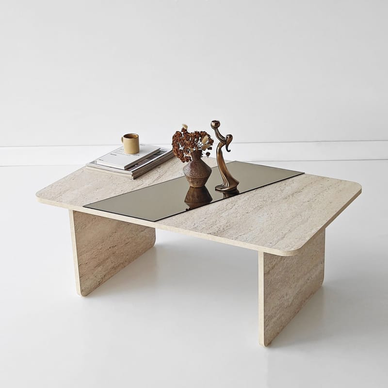 Kelrosin sofabord rektangulært - Bronzie og Travertin - Møbler - Bord - Sofabord