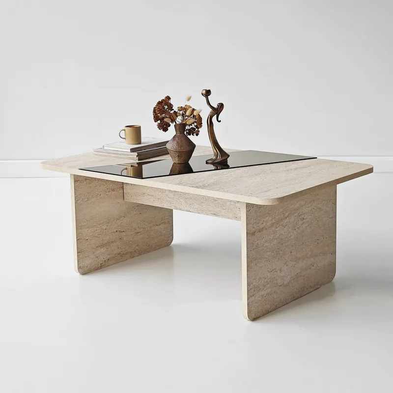 Kelrosin sofabord rektangulært - Bronzie og Travertin - Møbler - Bord - Sofabord
