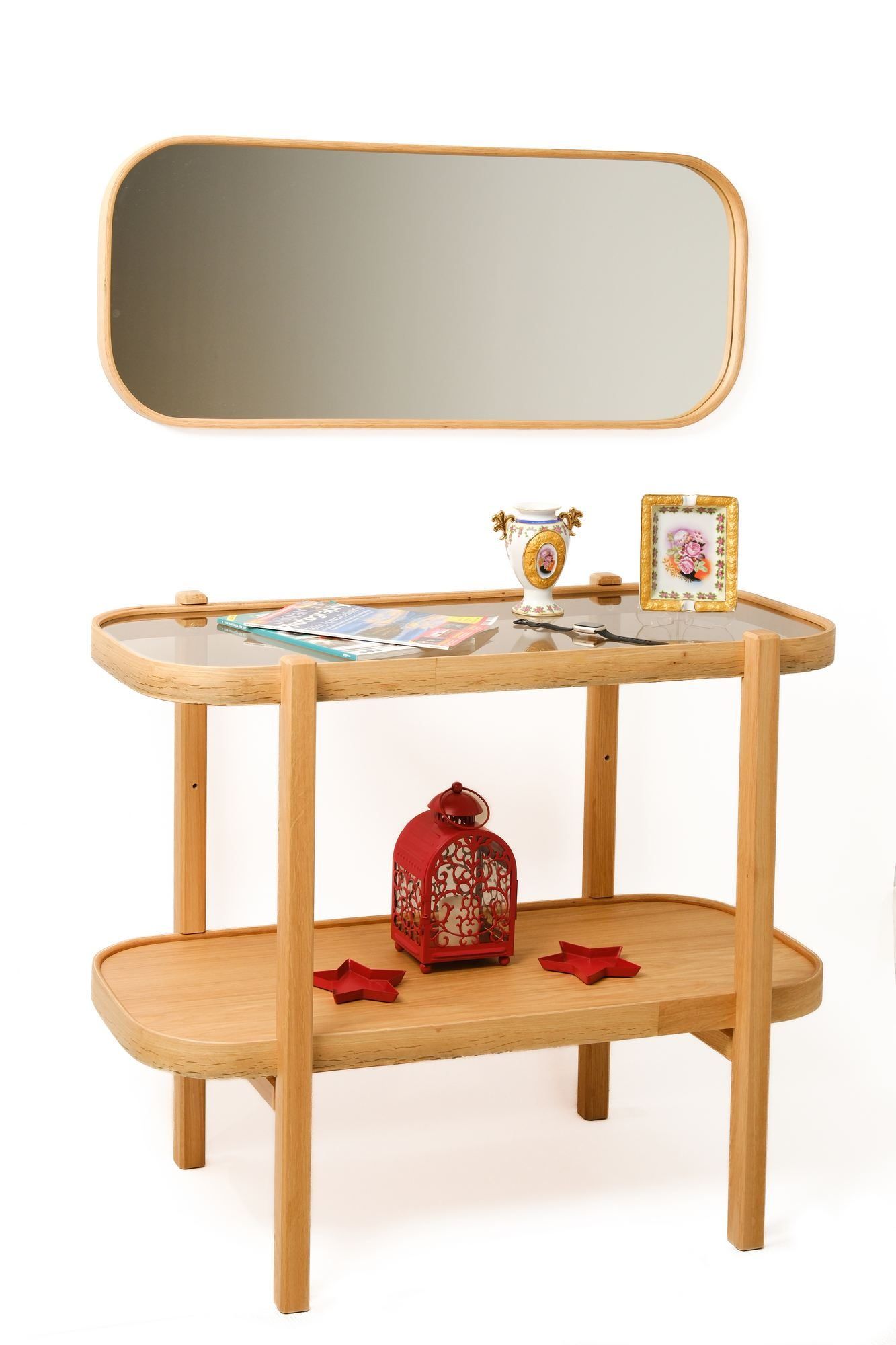 Kommode- og speilsett (2 deler) Wallxpert Alaska-sett (103 x 85 x 42 cm) Eik transparent - Eik transparent