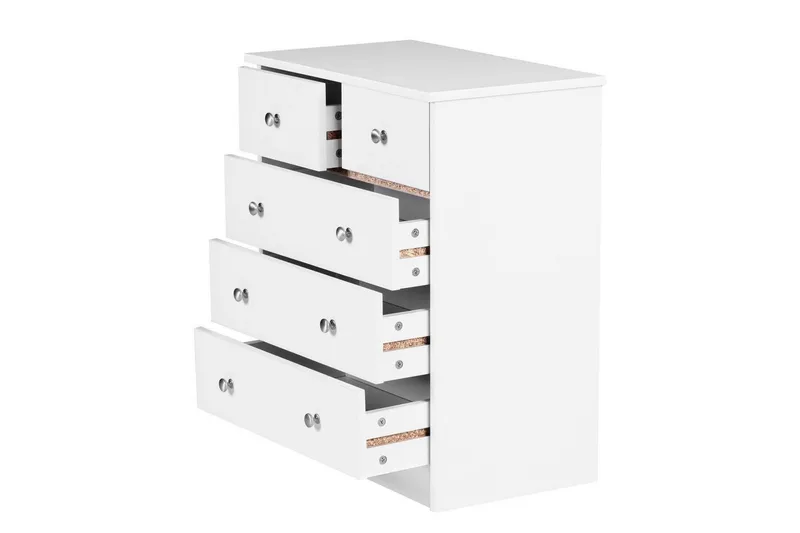 Kommode Wohnling med 5 skuffer klassisk moderne stil Hvit - Hvit - Møbler - Bord - Sminkebord & toalettbord