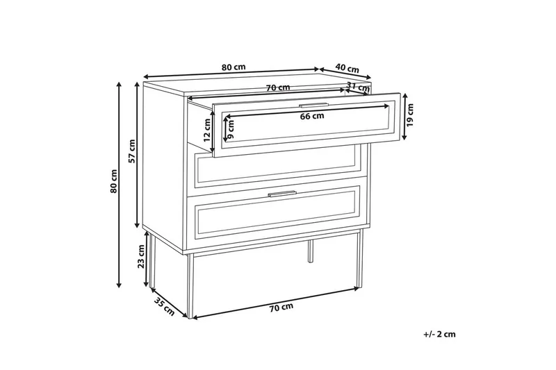 Kommode Pasco med 3 skuffer - Oppbevaring - Oppbevaringsmøbler - Kommode - Entrekommode