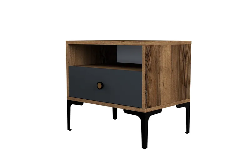 Ameias Nattbord 56x40 cm Brun/Antrasitt - Hanah Home - Møbler - Bord - Avlastningsbord - Sengebord & nattbord