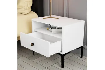 Ameias Nattbord 56x40 cm Hvit - Hanah Home - Møbler - Bord - Avlastningsbord - Sengebord & nattbord
