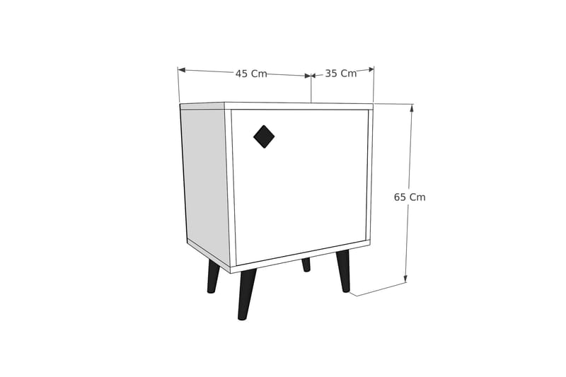 Hastikoz Nattbord 45x35 cm Brun/Hvit - Hanah Home - Møbler - Bord - Avlastningsbord - Sengebord & nattbord