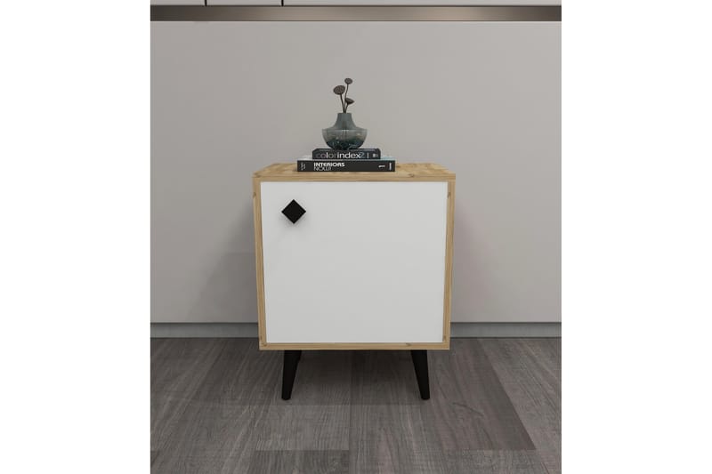 Hastikoz Nattbord 45x35 cm Hvit/Brun - Hanah Home - Møbler - Bord - Avlastningsbord - Sengebord & nattbord