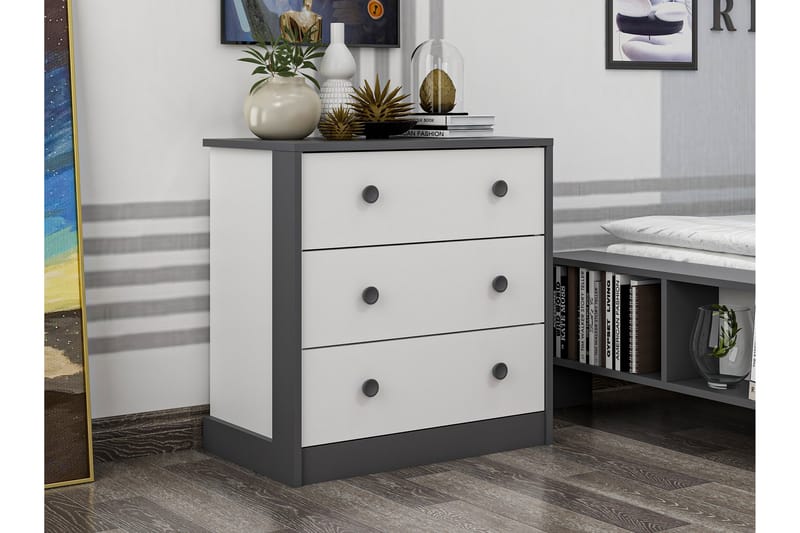 Berdez Konsollbord 72x74 cm Antrasitt/Hvit - Hanah Home - Møbler - Bord - Avlastningsbord - Gangbord