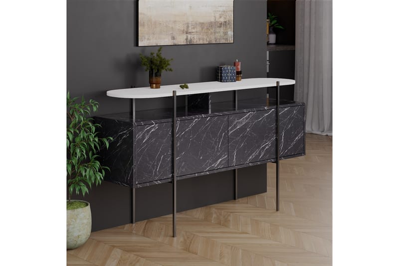 Hanley Konsollbord 150x86,2 cm Hvit/Mørk brun - Hanah Home - Møbler - Bord - Avlastningsbord - Gangbord