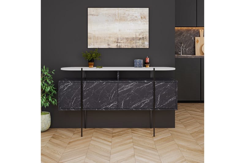 Hanley Konsollbord 150x86,2 cm Hvit/Mørk brun - Hanah Home - Møbler - Bord - Avlastningsbord - Gangbord