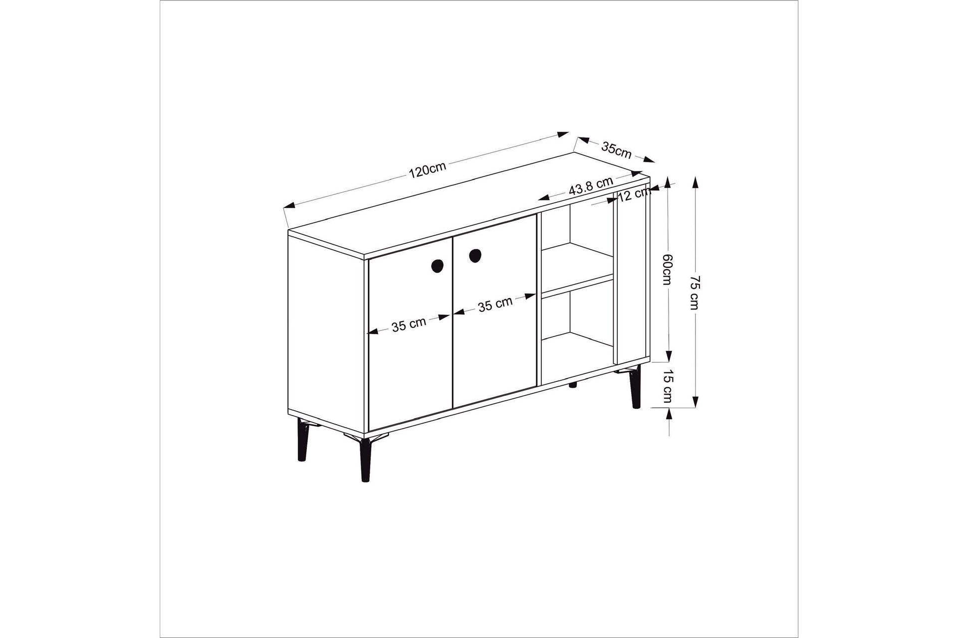 Sahra Konsollbord 120x75 cm Svart/Hvit - Hanah Home - Møbler - Bord - Avlastningsbord - Gangbord