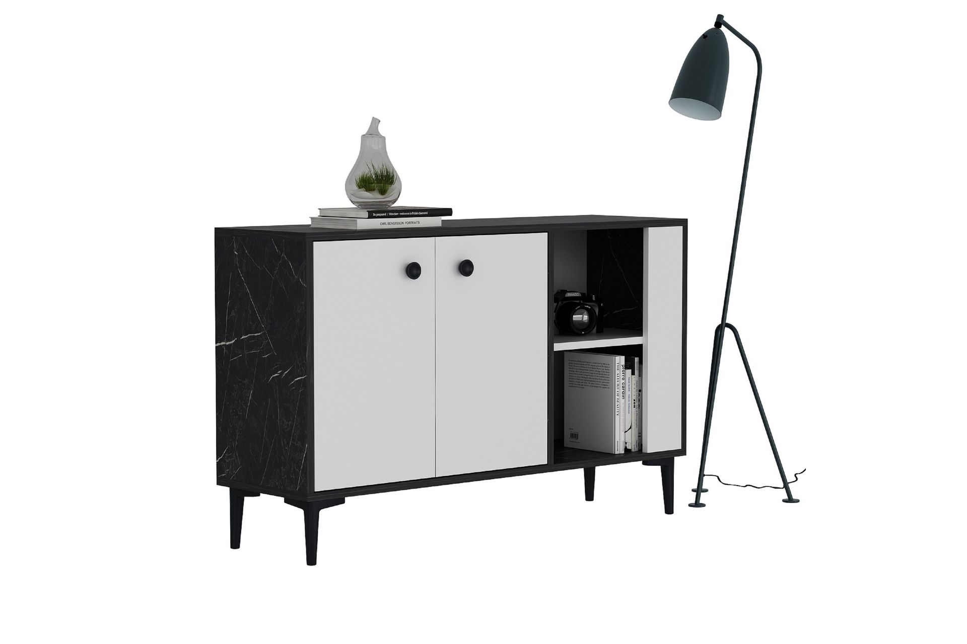 Sahra Konsollbord 120x75 cm Svart/Hvit - Hanah Home - Møbler - Bord - Avlastningsbord - Gangbord