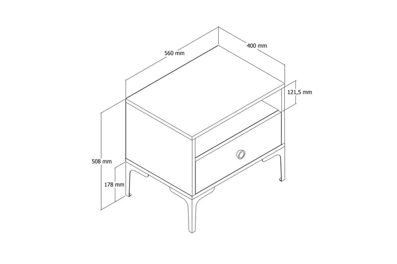 Ameias Nattbord 56x40 cm Brun/Hvit - Hanah Home - Møbler - Bord - Avlastningsbord - Sengebord & nattbord