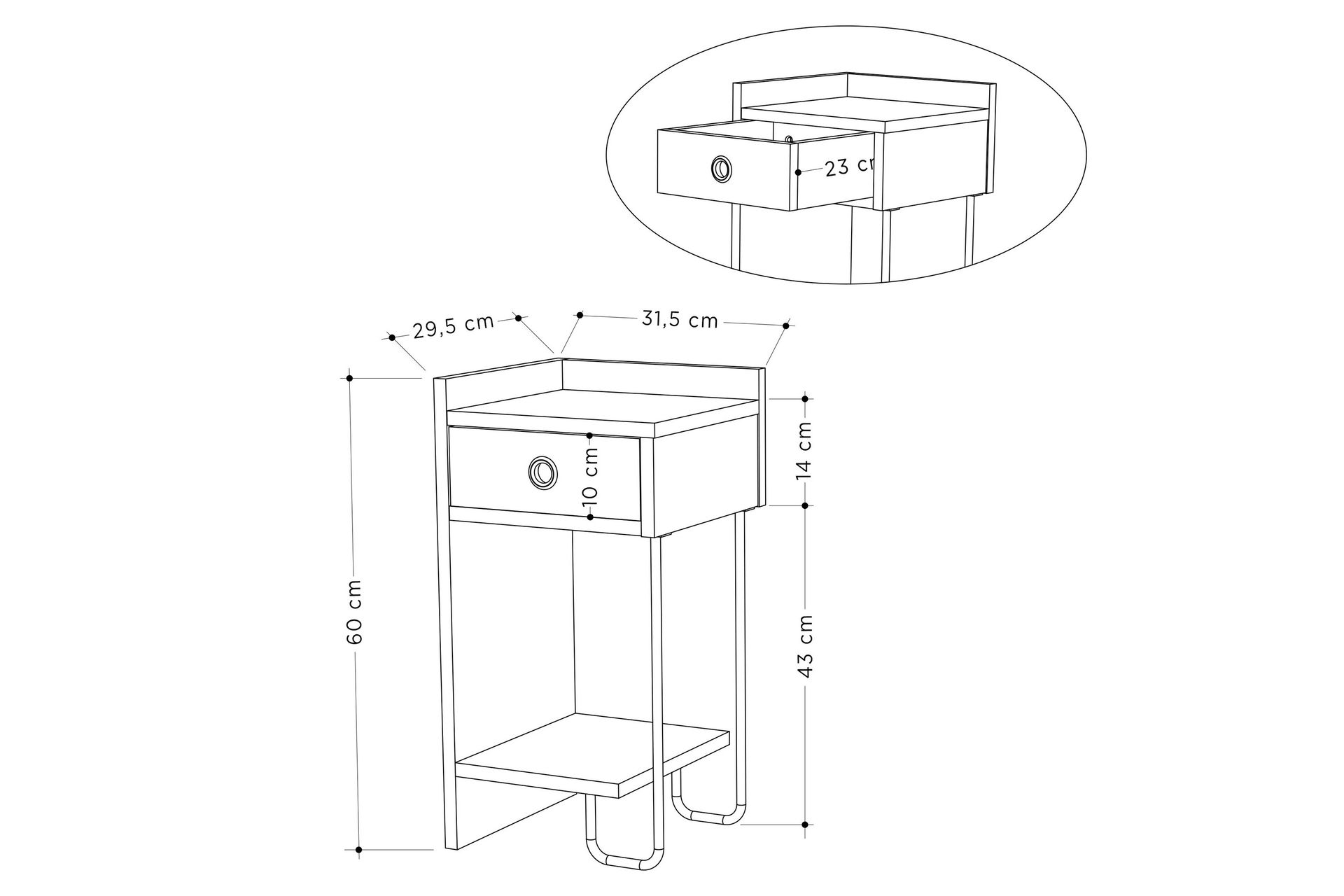 Sirius Nattbord 32x30 cm Hvit - Hanah Home - Møbler - Bord - Avlastningsbord - Sengebord & nattbord