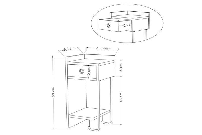 Sirius Nattbord 32x30 cm Hvit - Hanah Home - Møbler - Bord - Avlastningsbord - Sengebord & nattbord