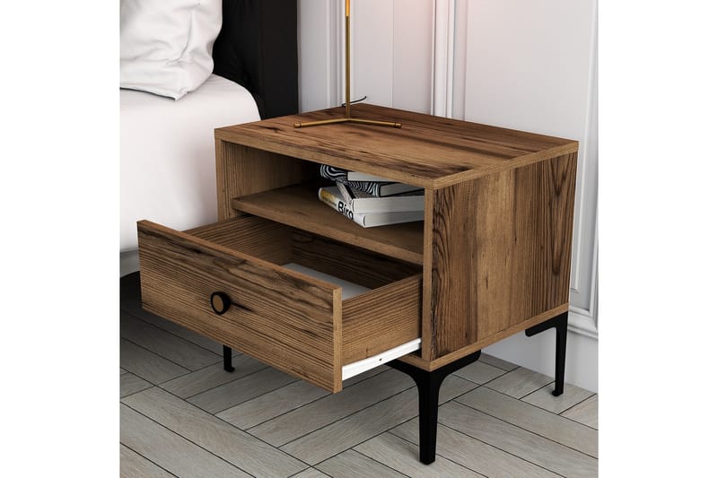 Ameias Nattbord 56x40 cm Brun - Hanah Home - Møbler - Bord - Avlastningsbord - Sengebord & nattbord