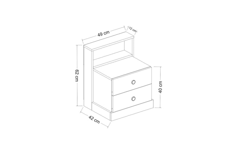 Berdez Nattbord 62x42 cm Antrasitt/Hvit - Hanah Home - Møbler - Bord - Avlastningsbord - Sengebord & nattbord
