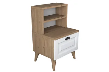 Akashya Nattbord 45x40 cm Brun/Hvit - Hanah Home - Møbler - Bord - Avlastningsbord - Sengebord & nattbord