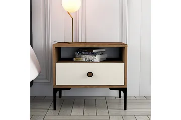 Ameias Nattbord 56x40 cm Brun/Beige - Hanah Home - Møbler - Bord - Avlastningsbord - Sengebord & nattbord