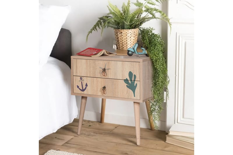 Bertoaria Nattbord 60x40 cm Brun - Hanah Home - Møbler - Bord - Avlastningsbord - Sengebord & nattbord