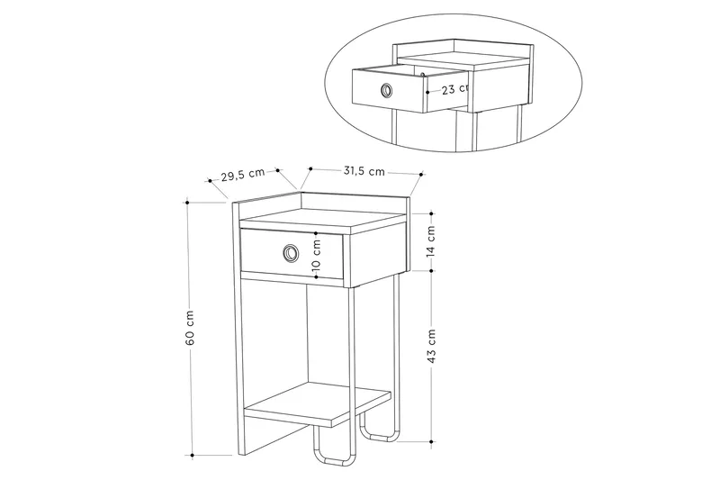 Sirius Nattbord 32x30 cm Lysbrun - Hanah Home - Møbler - Bord - Avlastningsbord - Sengebord & nattbord