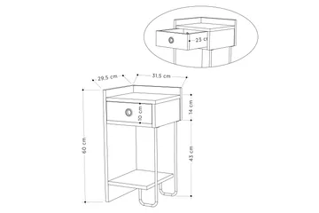 Sirius Nattbord 32x30 cm Hvit - Hanah Home - Møbler - Bord - Avlastningsbord - Sengebord & nattbord